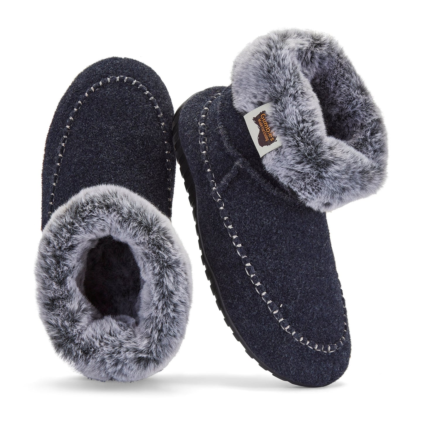 Gumbies Ossa High Navy & Grey Slippers