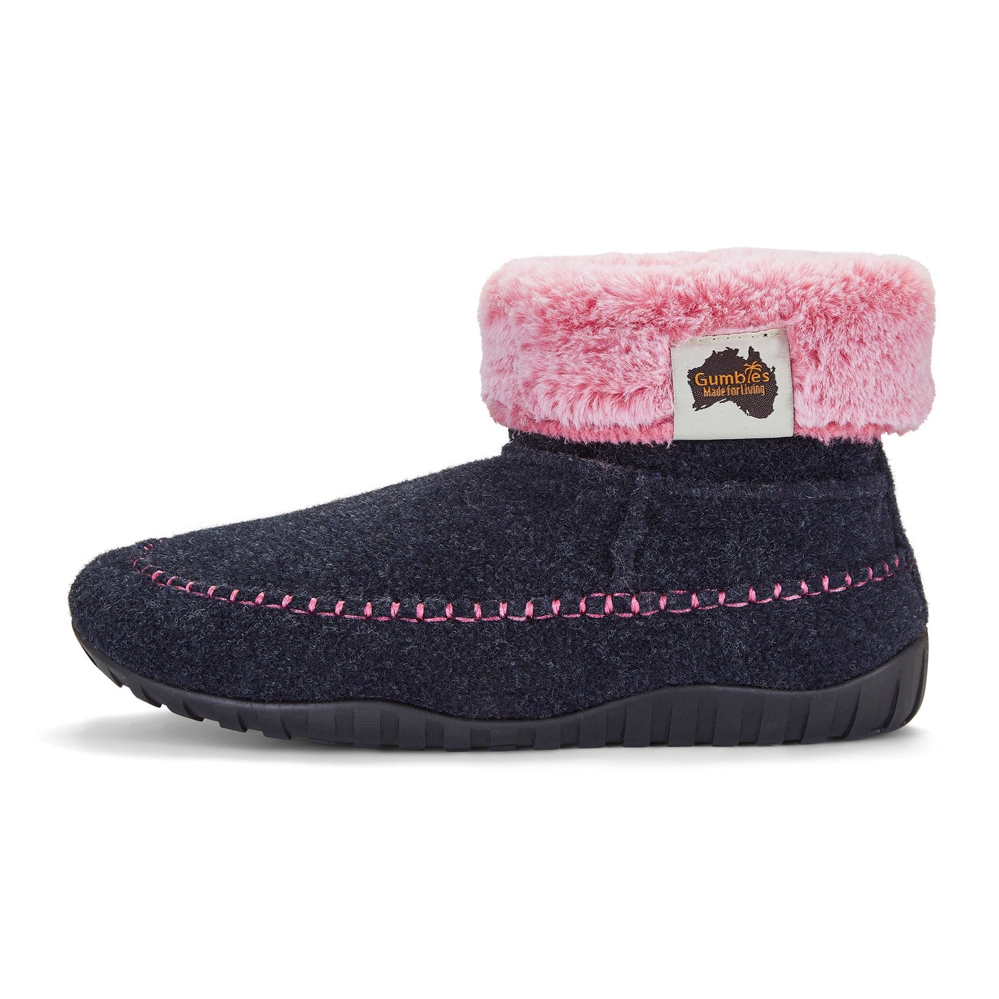 Gumbies Ossa High Navy & Pink Slippers