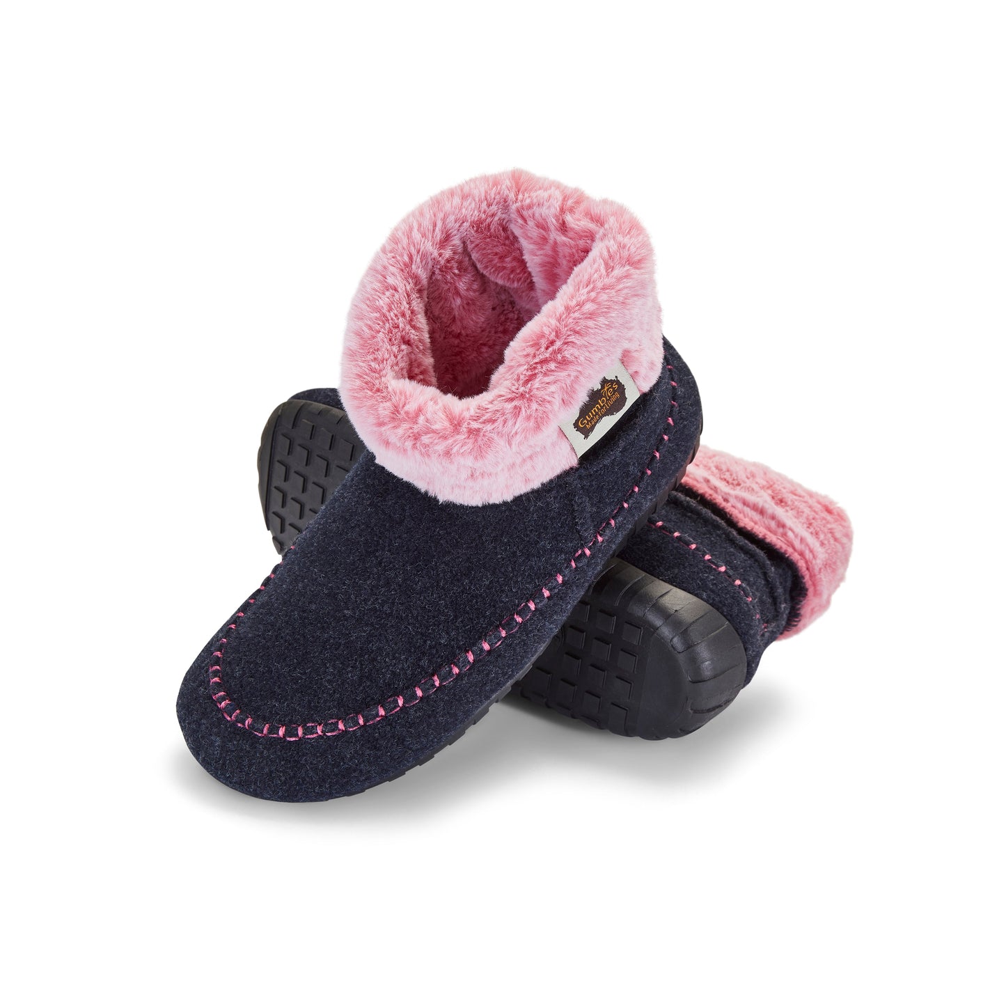 Gumbies Ossa High Navy & Pink Slippers