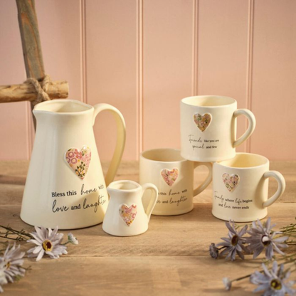 Embossed Floral Heart Home Mug