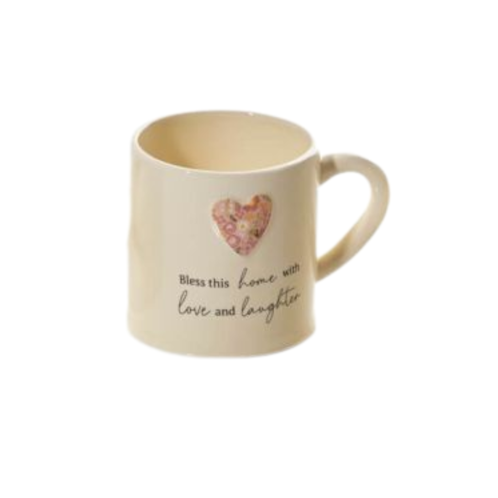 Embossed Floral Heart Home Mug
