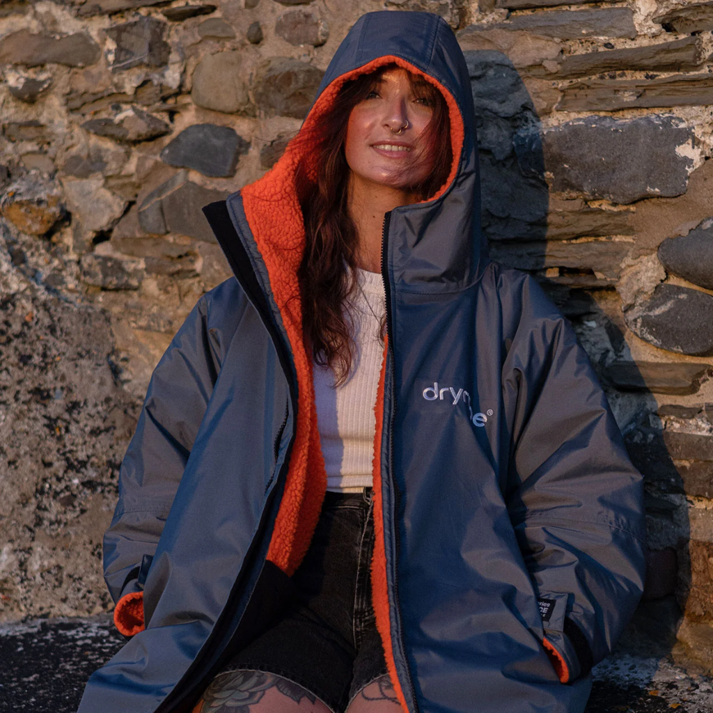 dryrobe Long Sleeve Dark Grey & Orange Changing Robe (Adult)