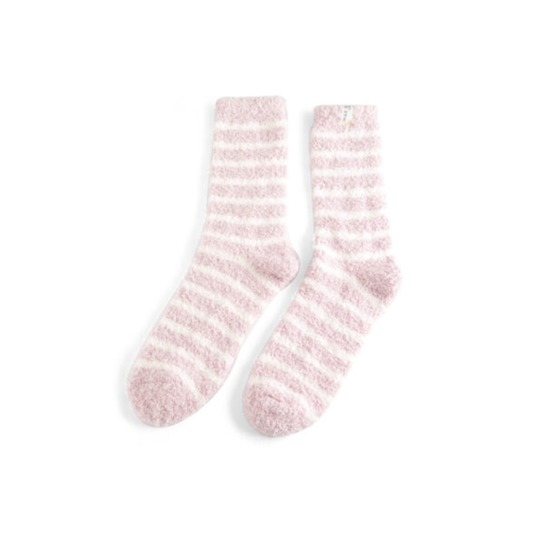 Miss Sparrow Pink Stripe Fluffy Socks