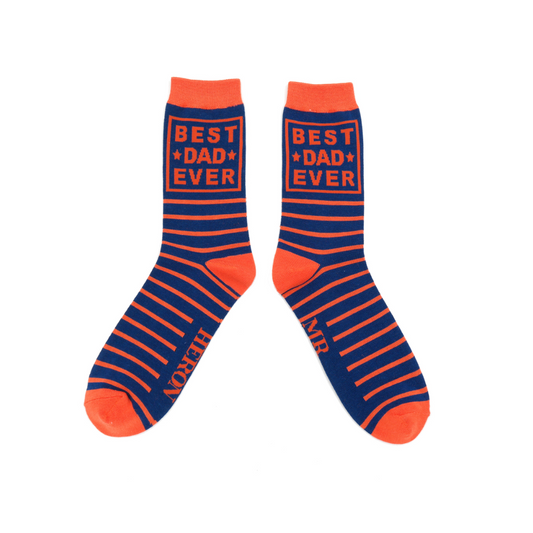 Mr Heron Navy Best Dad Ever Socks