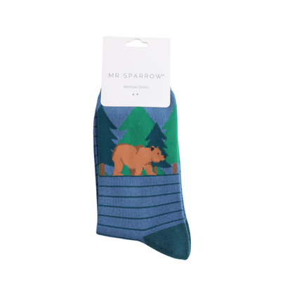 Mr Sparrow Bear in Forest Socks