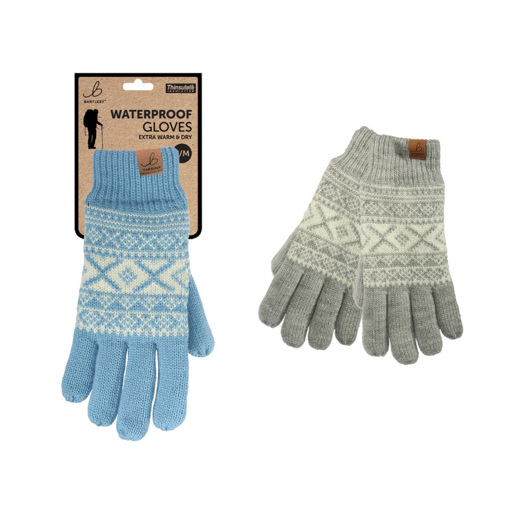 Blue Waterproof Patterned Gloves