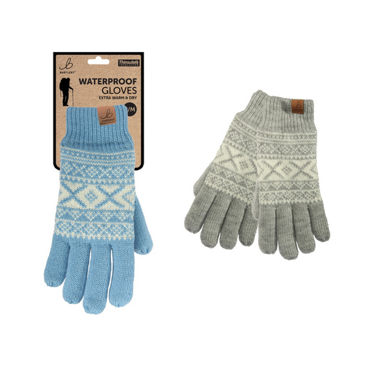 Blue Waterproof Patterned Gloves