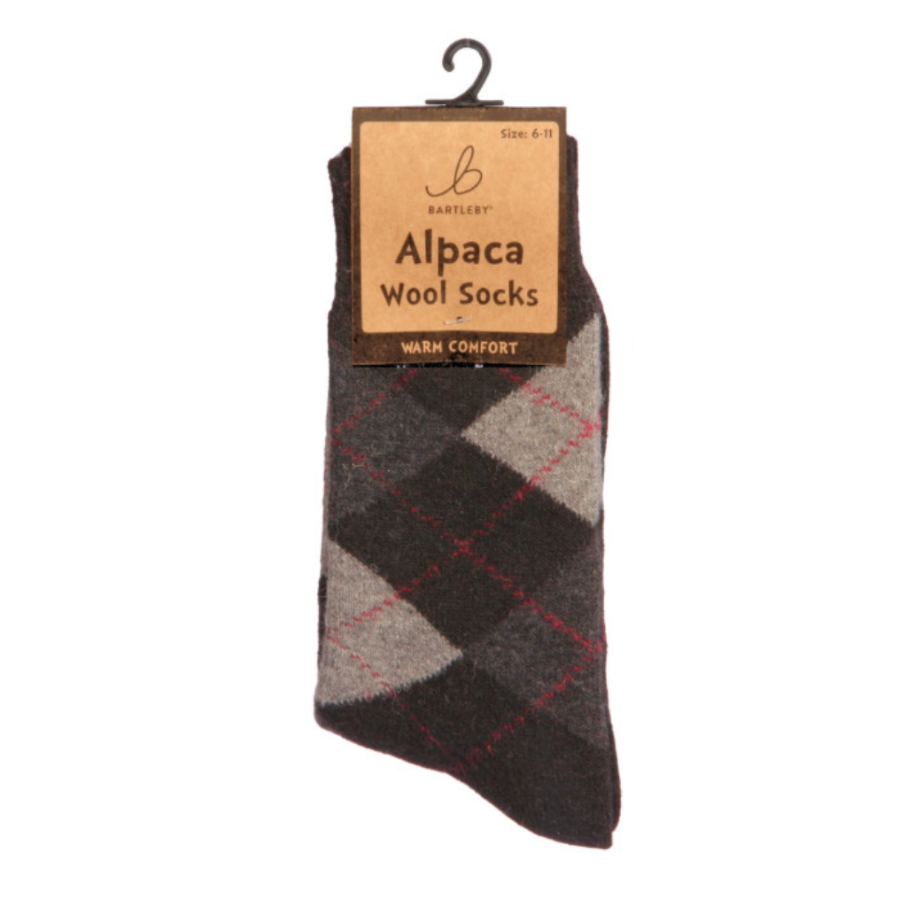 Alpaca Argyle Black Socks
