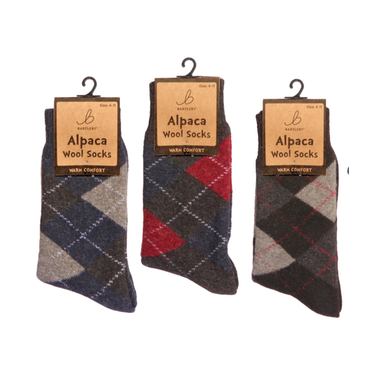 Alpaca Argyle Black Socks