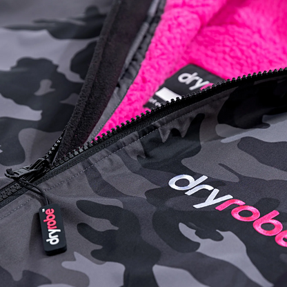 dryrobe Long Sleeve Black Camo & Pink Changing Robe (Adult)