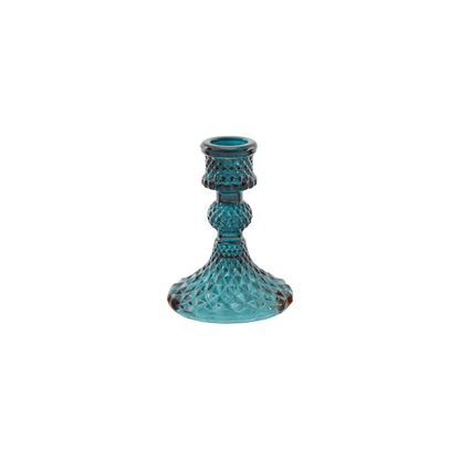 Blue Glass Dinner Candle Holder