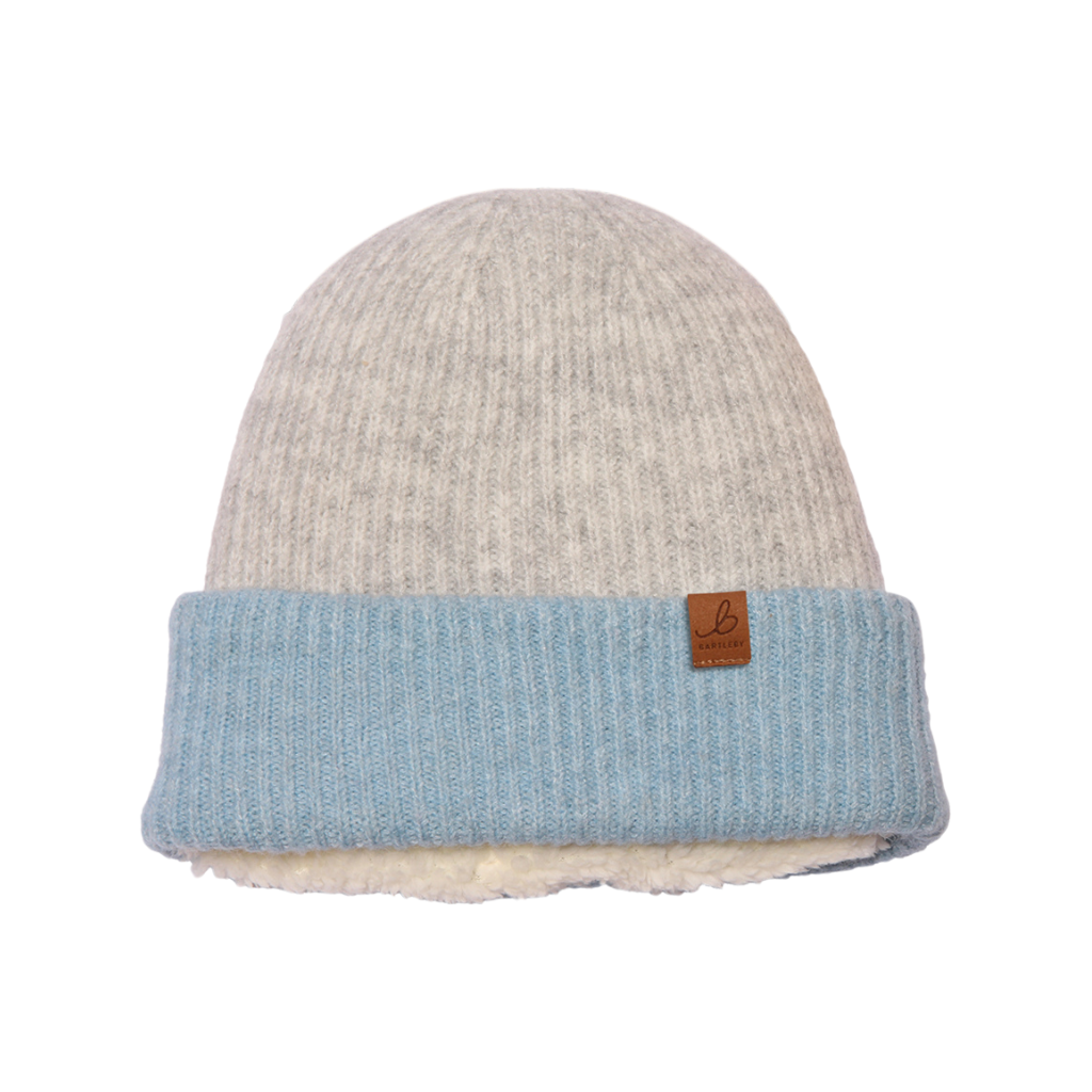 Blue Recycled Waterproof Contrast Beanie
