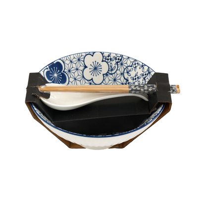 Blue & White Ramen Bowl Set