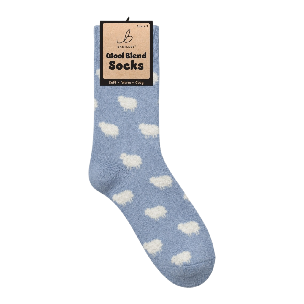 Sky Blue Sheep Wool Blend Socks