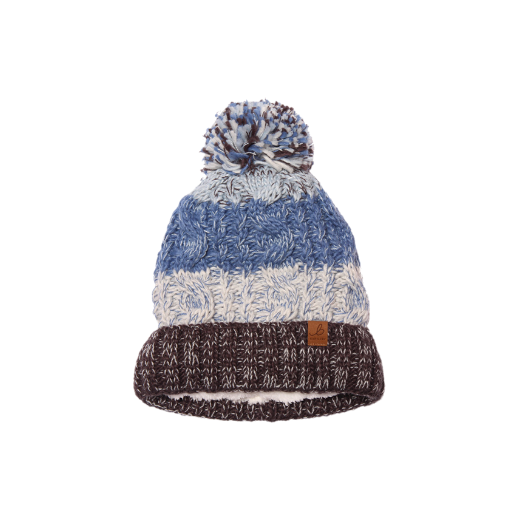 Blue Stripe Waterproof Bobble Hat