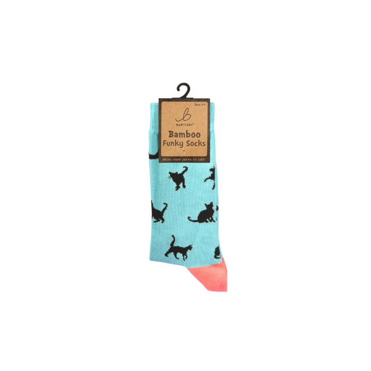 Bamboo Blue Cat Silhouette Socks