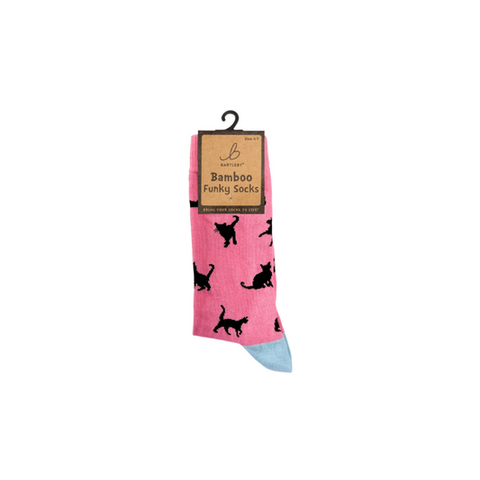 Bamboo Pink Cat Silhouette Socks