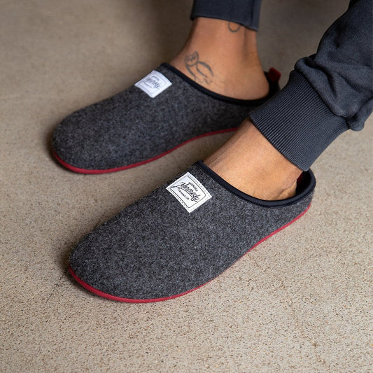 Mercredy Charcoal & Burgundy Slippers