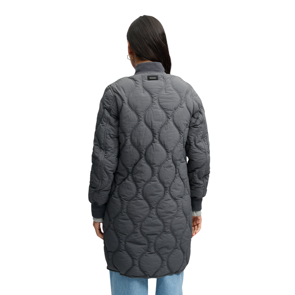 Superdry Long Quilted Charcoal Grey Jacket