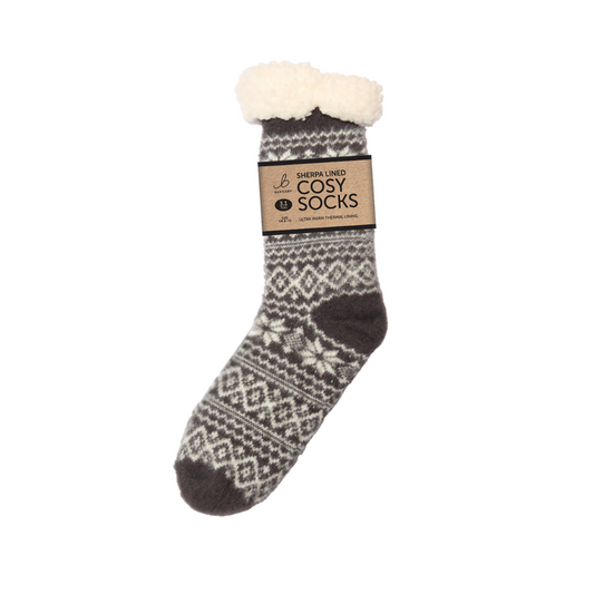 Super Soft Sherpa Dark Grey Slipper Socks