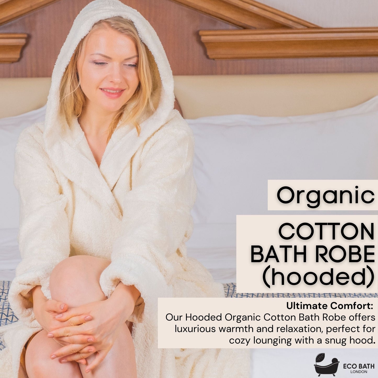 Eco Bath Hooded Organic Cotton Bath Robe - 100% Certified Organic Cotton