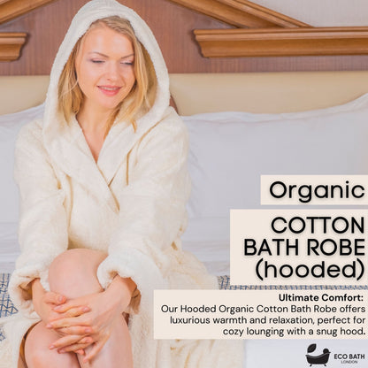 Eco Bath Hooded Organic Cotton Bath Robe - 100% Certified Organic Cotton