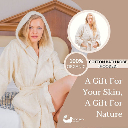 Eco Bath Hooded Organic Cotton Bath Robe - 100% Certified Organic Cotton