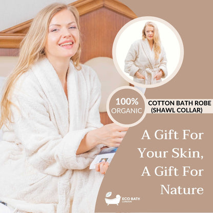 Eco Bath London Organic Cotton Shawl Collar Bath Robe