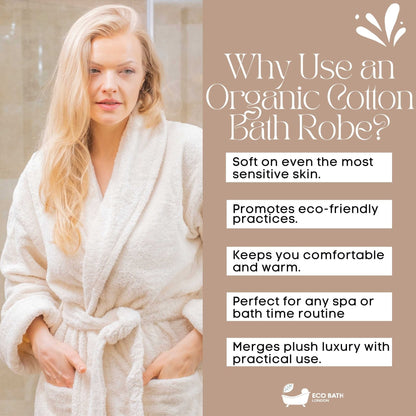 Eco Bath London Organic Cotton Shawl Collar Bath Robe