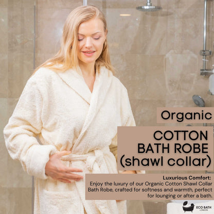 Eco Bath London Organic Cotton Shawl Collar Bath Robe