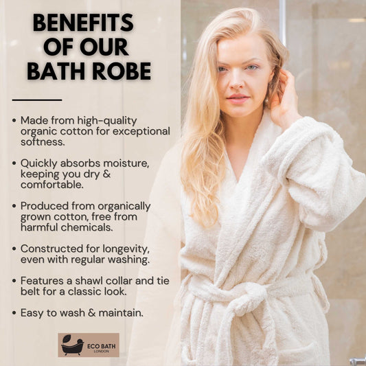 Eco Bath London Organic Cotton Shawl Collar Bath Robe