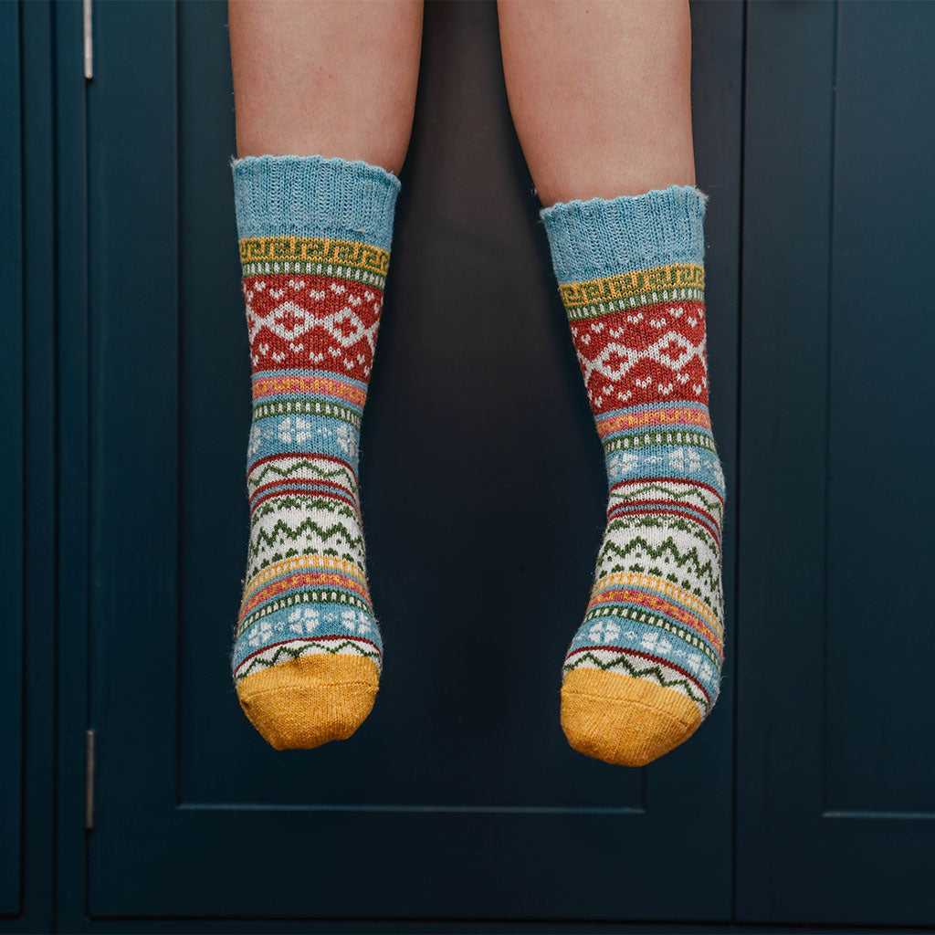 Fair Isles Patterned Yellow Socks