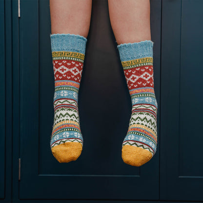 Fair Isles Patterned Yellow Socks