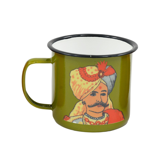 Indian Stamp Green Enamel Mug