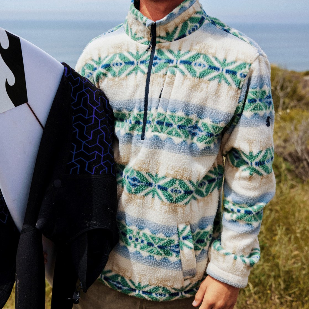 Billabong Half Zip Patterned Fleece Jumper