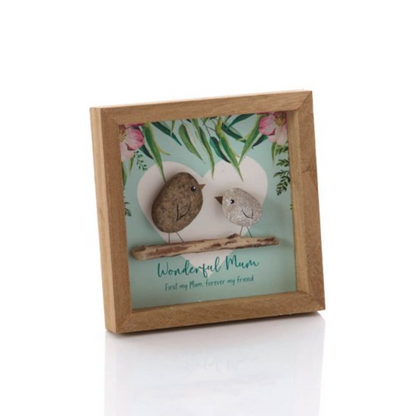 Pebble Bird Wonderful Mum Plaque