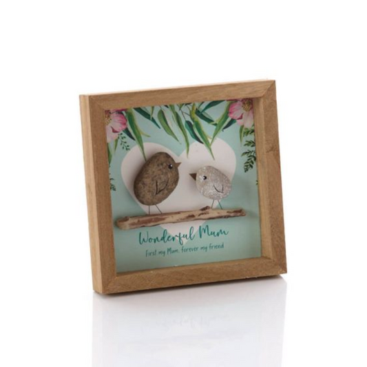 Pebble Bird Wonderful Mum Plaque