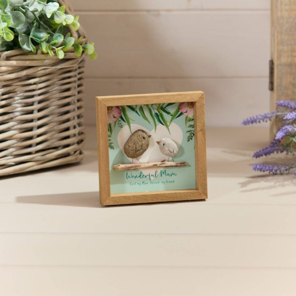 Pebble Bird Wonderful Mum Plaque