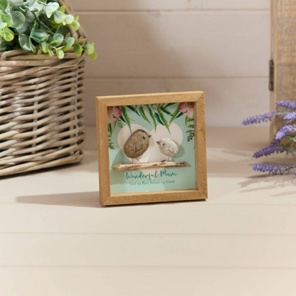 Pebble Bird Wonderful Mum Plaque