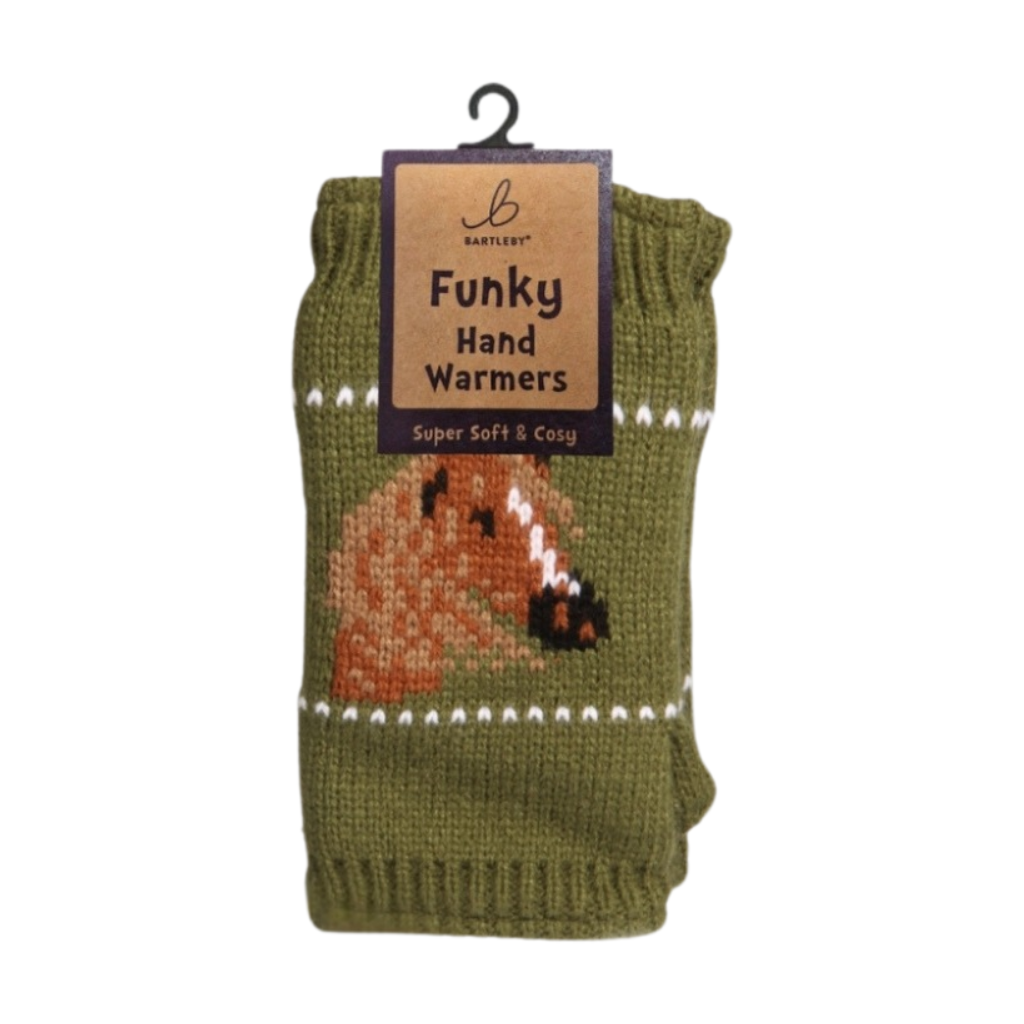 Fleece Lined Horse Green Hand Warmers