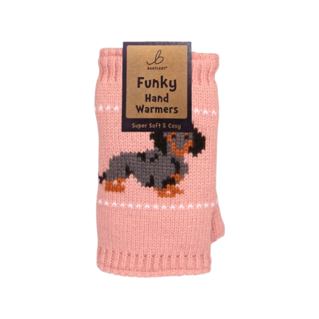 Fleece Lined Dachshund Pink Hand Warmers