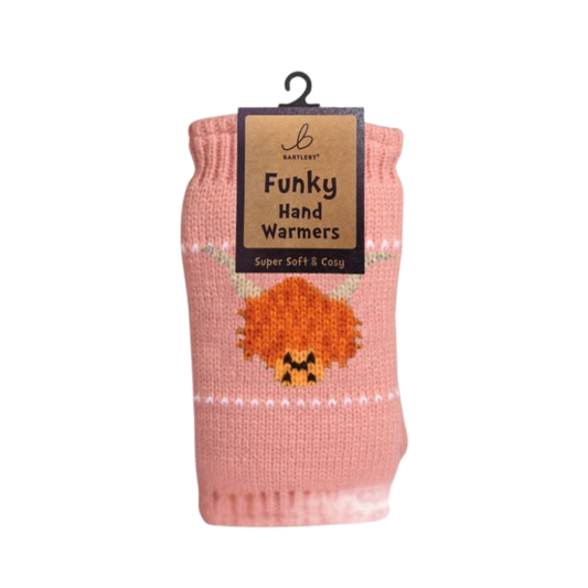Fleece Lined Highland Cow Pink Hand Warmers