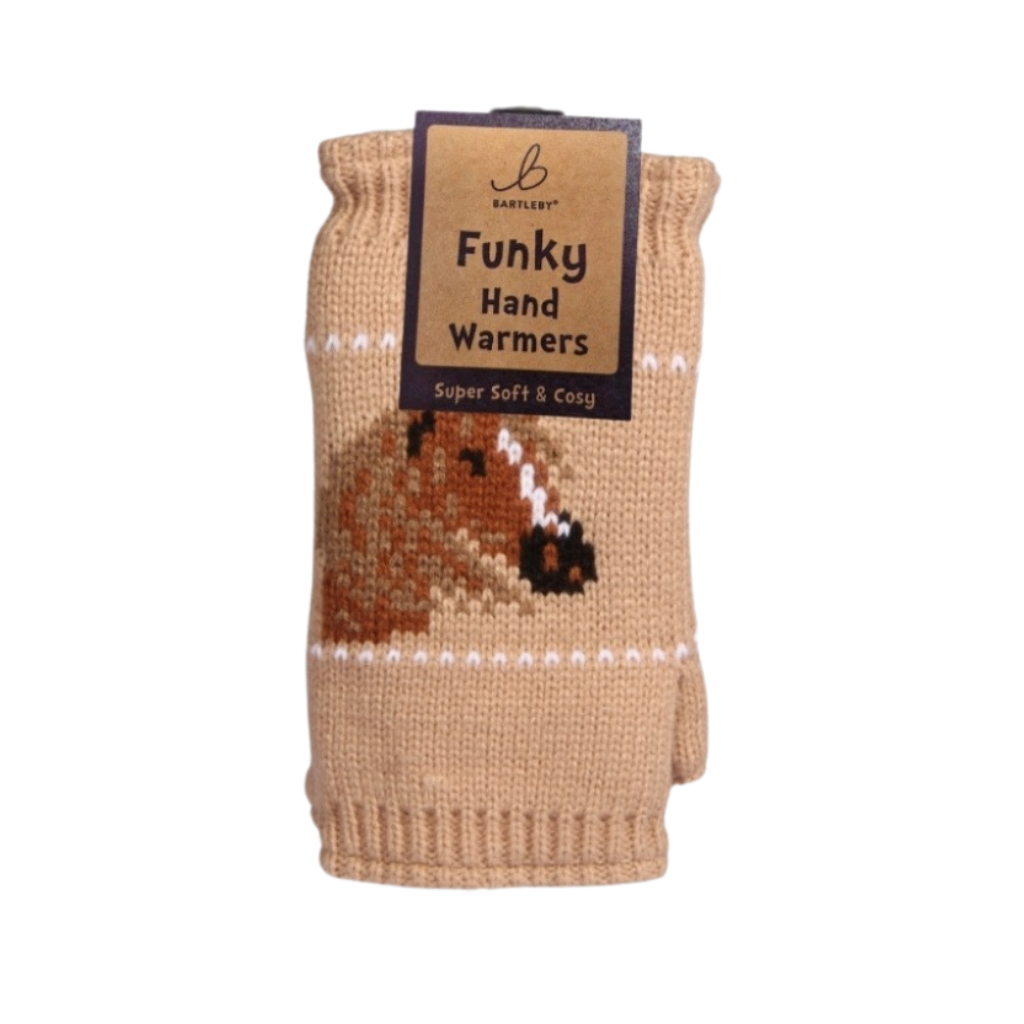 Fleece Lined Horse Tan Hand Warmers