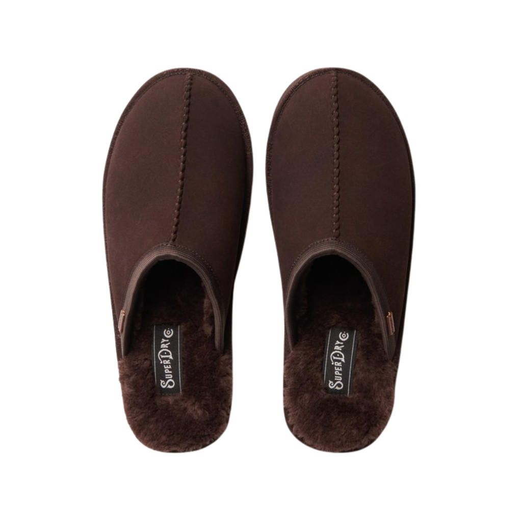 Superdry Ganache Brown Suede Mule Slippers