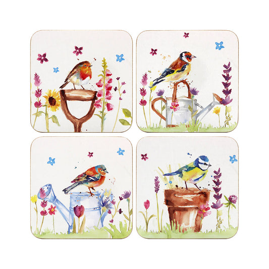 Illustrated Garden Birds Coasters (Set of 4)