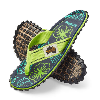 Gumbies Islander Lime Hibiscus Flip-Flops