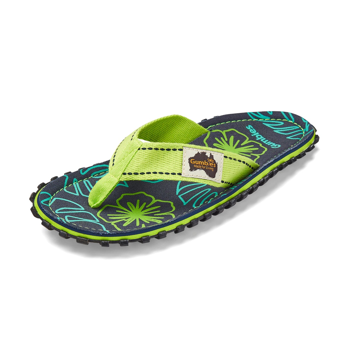 Gumbies Islander Lime Hibiscus Flip-Flops