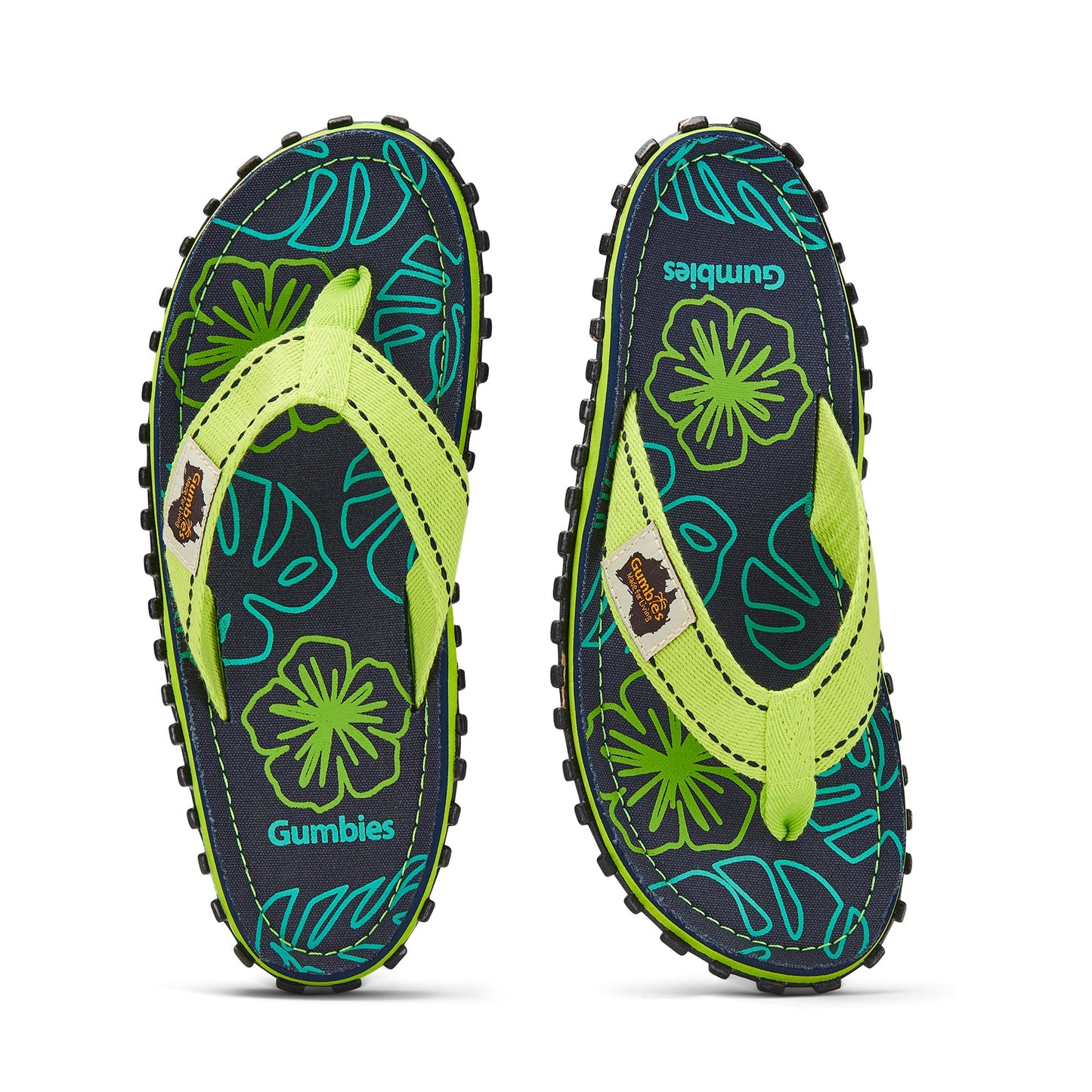 Gumbies Islander Lime Hibiscus Flip-Flops