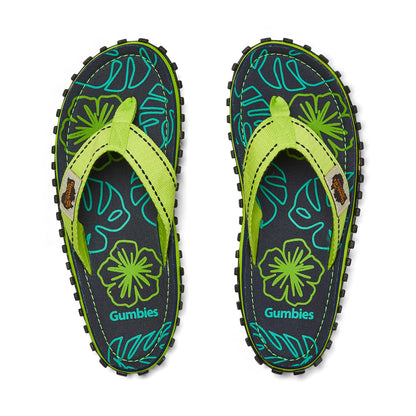 Gumbies Islander Lime Hibiscus Flip-Flops