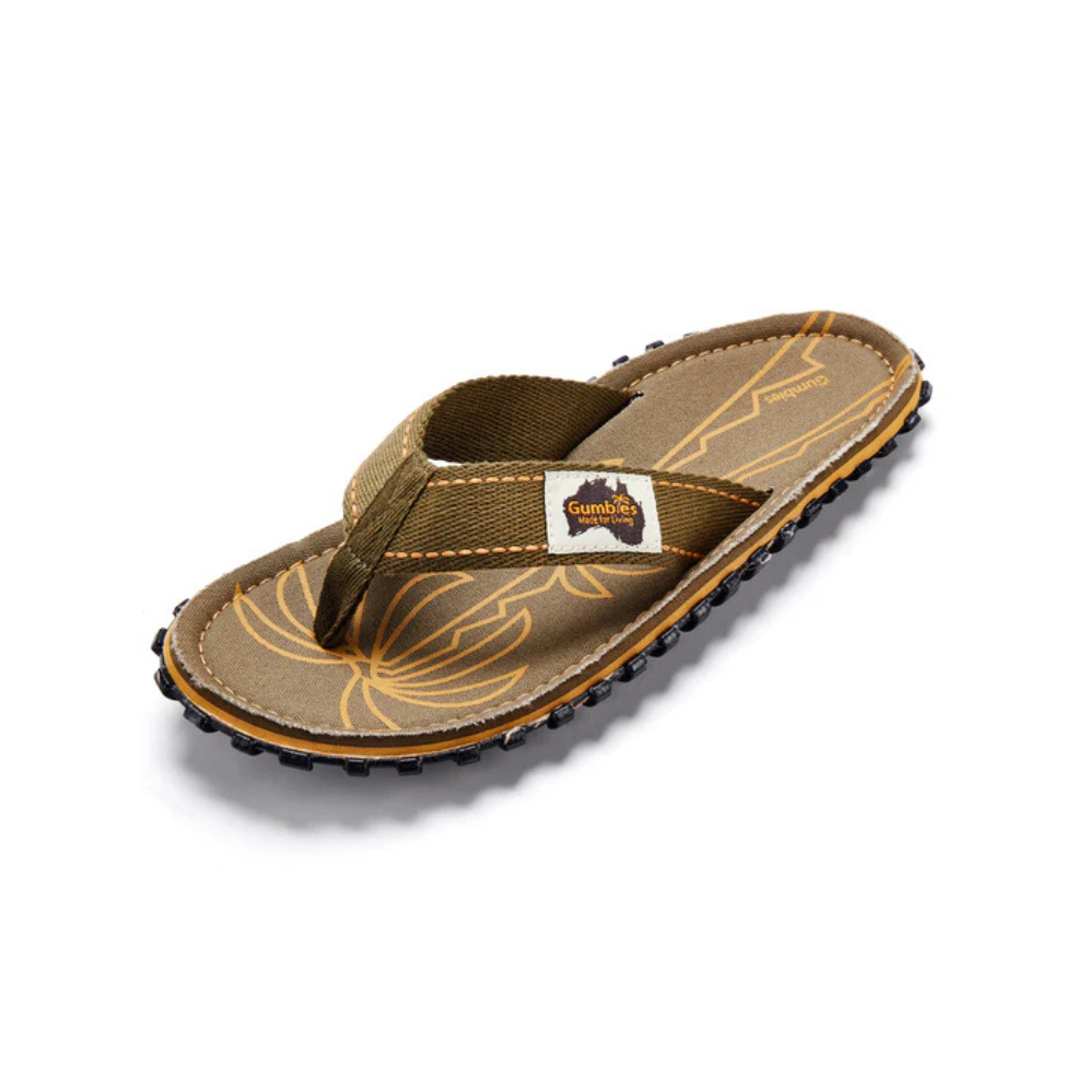 Gumbies Islander Palm Leaf Khaki Flip Flops